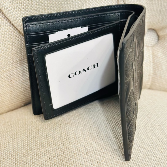 NEW Coach 3 in 1 Men Wallet Signature Leather Smooth Leather/Black CR957 NWT - Picture 6 of 9